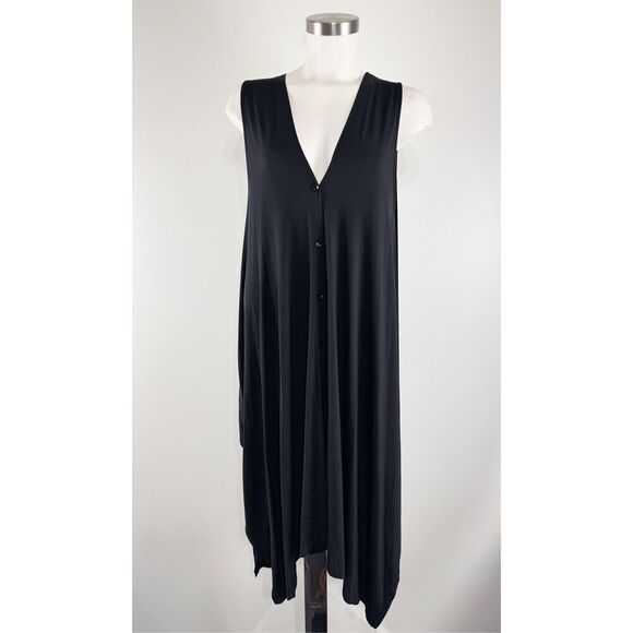 Profile by Gottex Womens Tutti Frutti V-Neck Button Up Dress Coverup Black Large - Picture 1 of 5